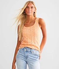 Brushed Floral Lace Tank Top