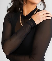 Mock Neck Mesh Top