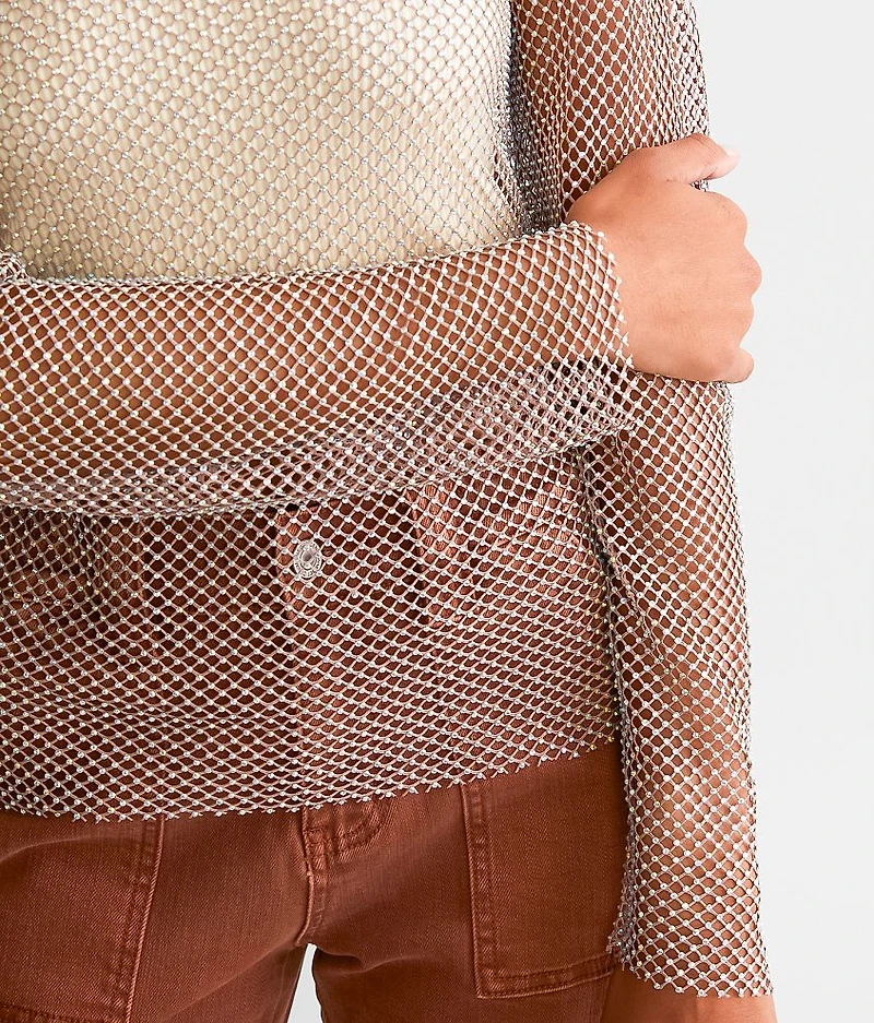 Rhinestone Mesh Top