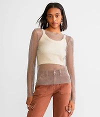Rhinestone Mesh Top