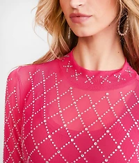 Rhinestone Mesh Top