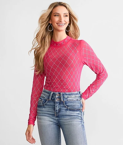 Rhinestone Mesh Top