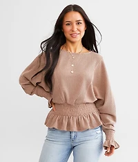 Ribbed Dolman Peplum Top