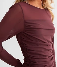 Ruched Mesh Top