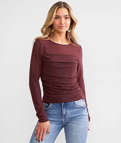Ruched Mesh Top