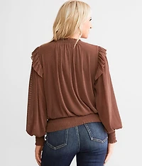 Metallic Ruffle Mesh Top