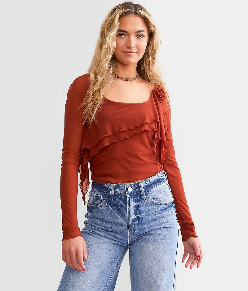 Rosette Ruffle Top