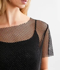 Rhinestone Mesh Top