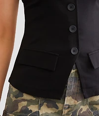 Faux Button Tube Top