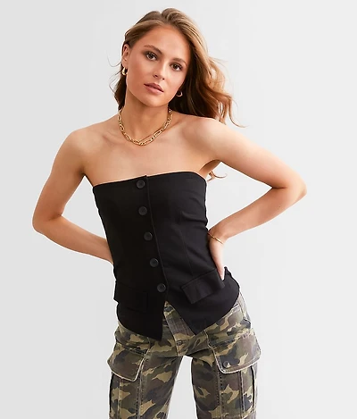 Faux Button Tube Top