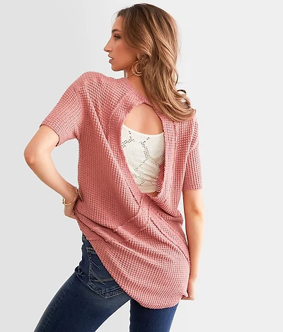 Raw Edge Open Back Top