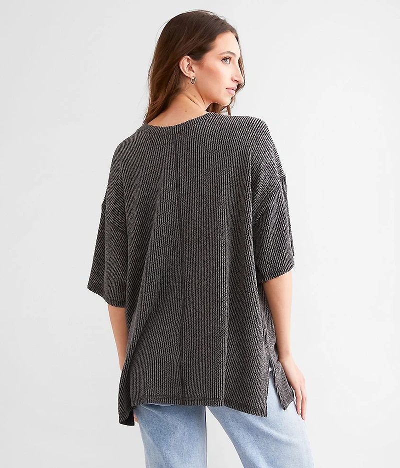 Ribbed Knit Oversized Top