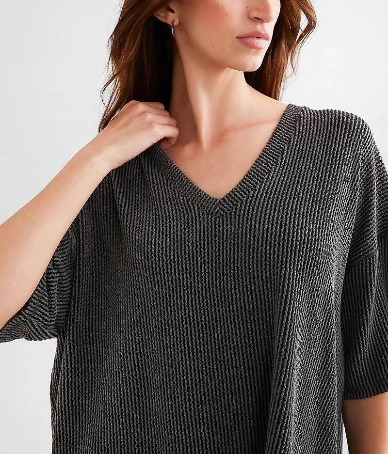 Ribbed Knit Oversized Top