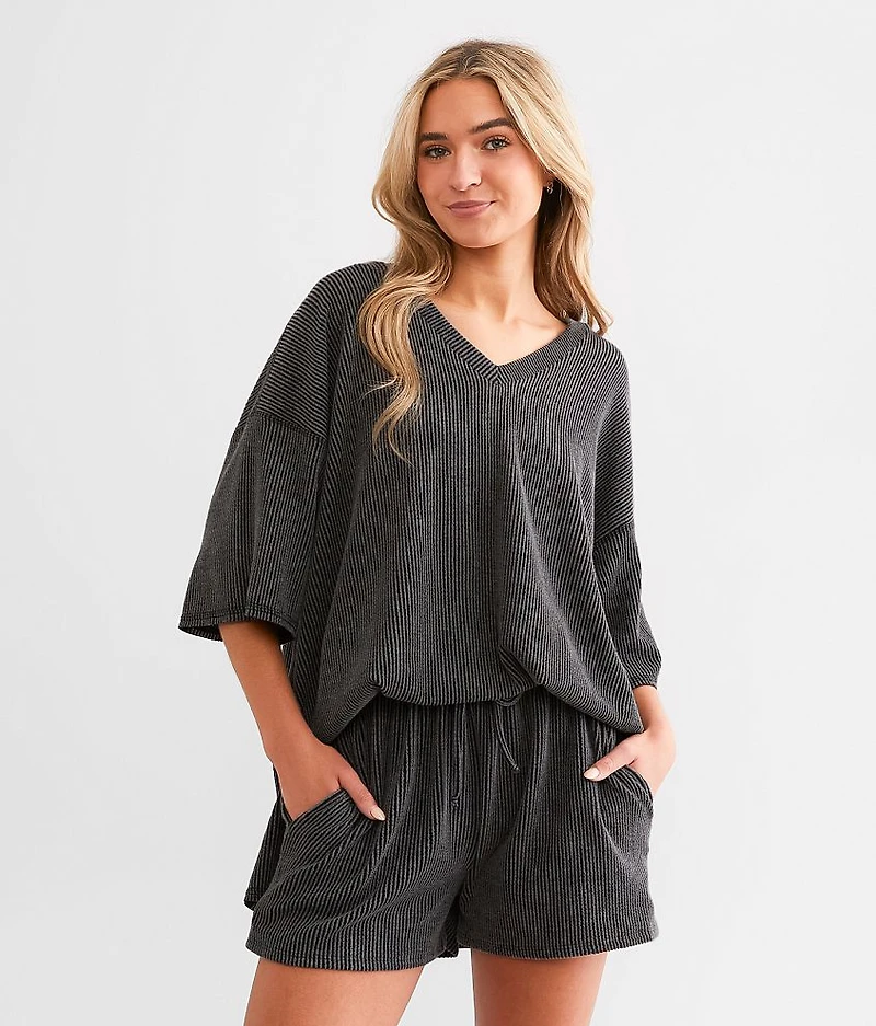 Ribbed Knit Oversized Top