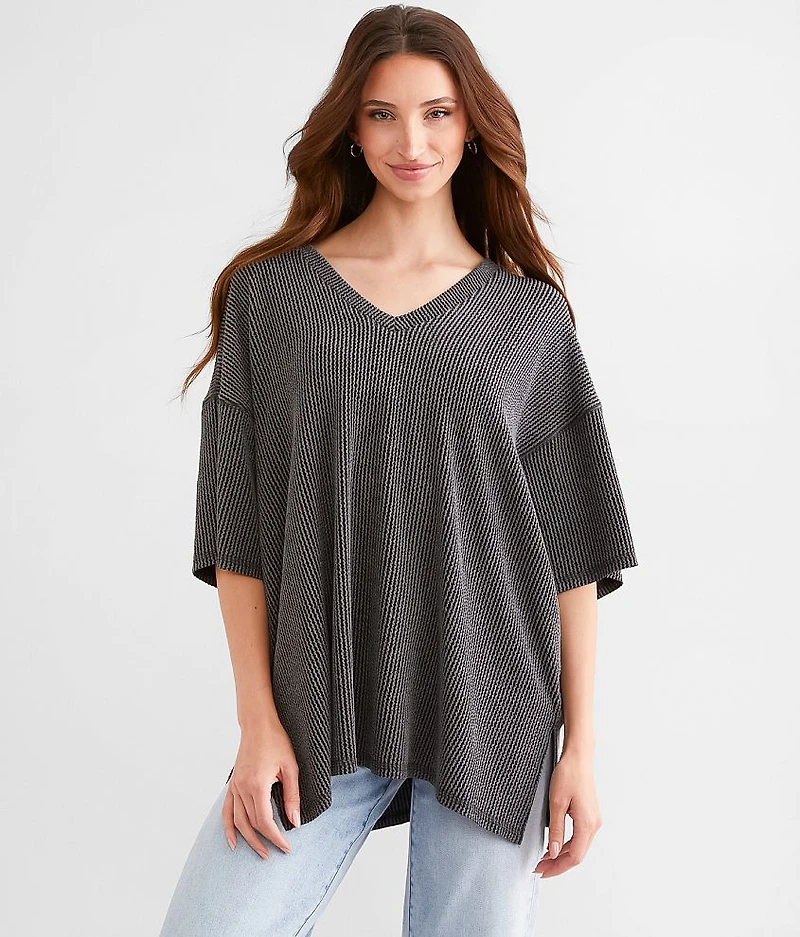 Ribbed Knit Oversized Top