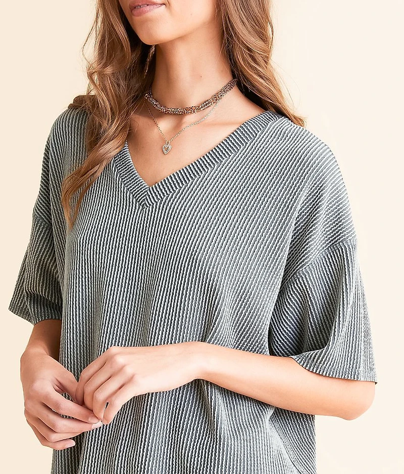 Ribbed Knit Oversized Top