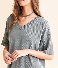 Ribbed Knit Oversized Top