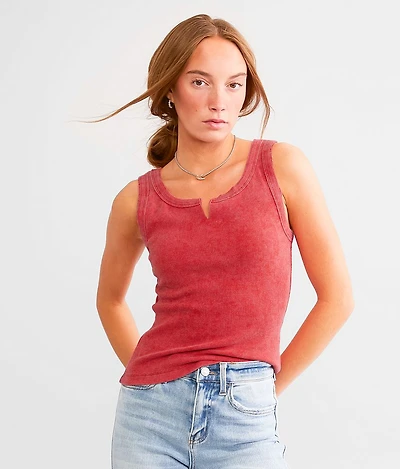 Washed Notch Neck Tank Top