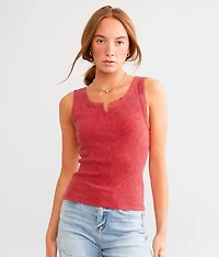 Washed Notch Neck Tank Top