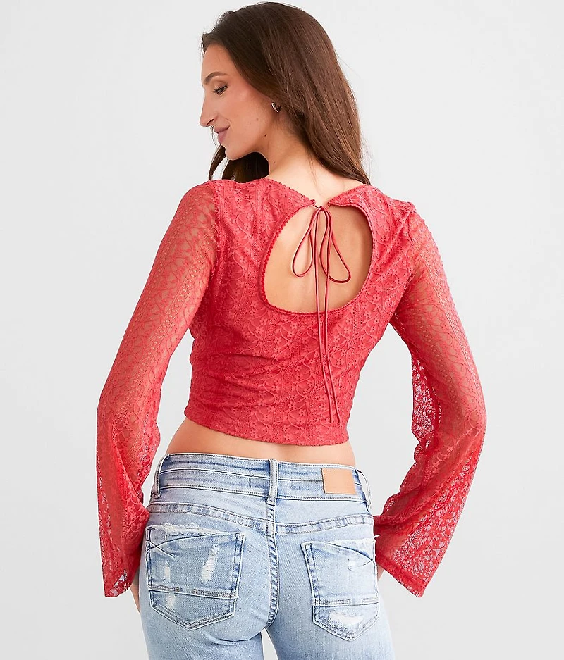 Lace Back Tie Cropped Top