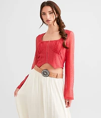 Lace Back Tie Cropped Top