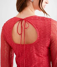 Lace Back Tie Cropped Top