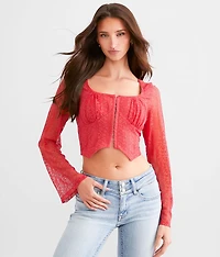 Lace Back Tie Cropped Top