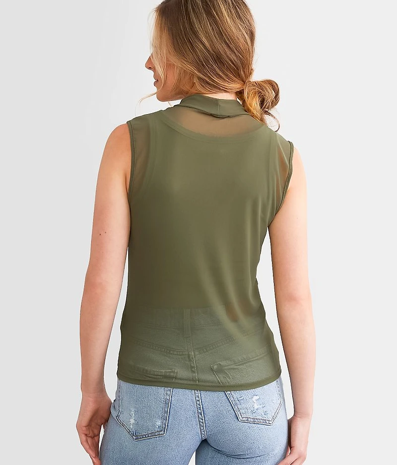 Mesh Mock Neck Tank Top