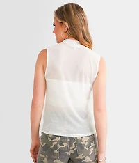 Mesh Mock Neck Tank Top