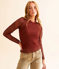 Raw Edge Fishnet Top