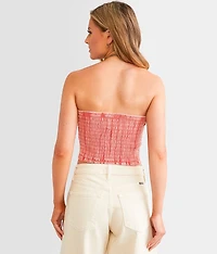 Waffle Knit Hanky Cropped Tube Top