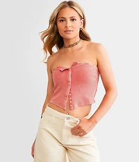 Waffle Knit Hanky Cropped Tube Top