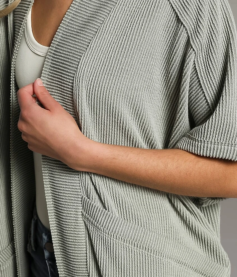Ribbed Cocoon Cardigan