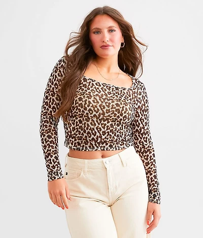 Cheetah Mesh Cropped Top