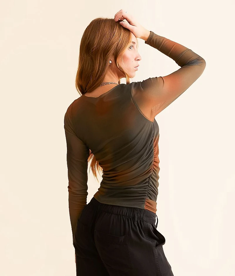 Ruched Mesh Top
