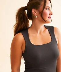 Ribbed Shaping & Smoothing Capped Tank Top