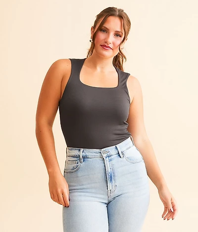 Ribbed Shaping & Smoothing Capped Tank Top