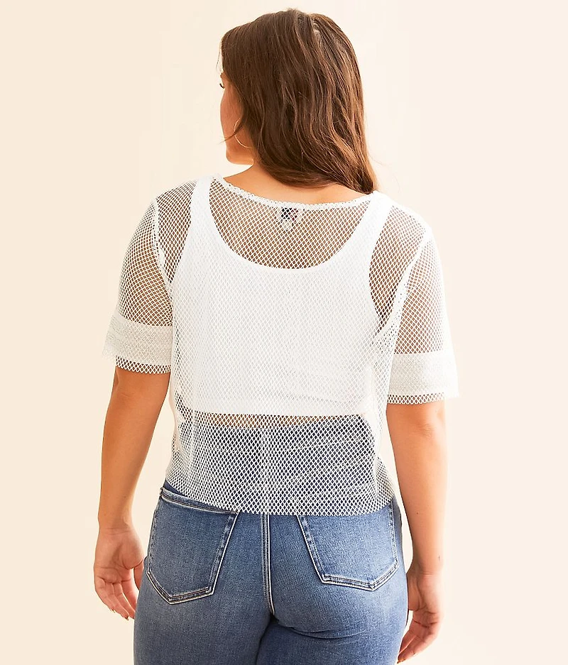Raw Edge Fishnet Top