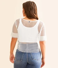 Raw Edge Fishnet Top