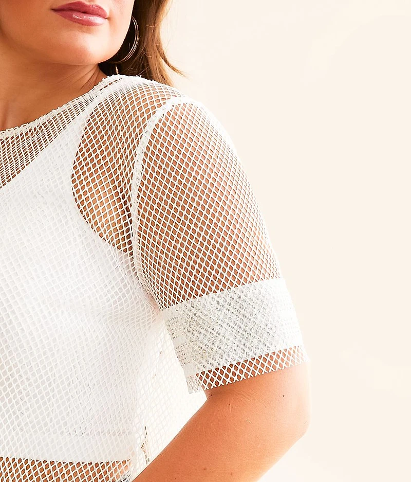 Raw Edge Fishnet Top