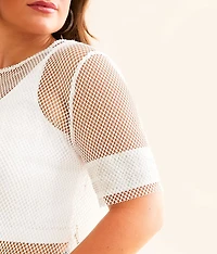 Raw Edge Fishnet Top