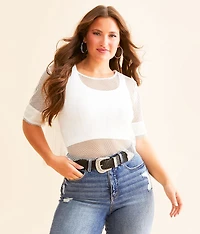 Raw Edge Fishnet Top