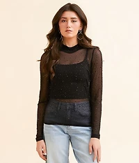 Rhinestone Mesh Top