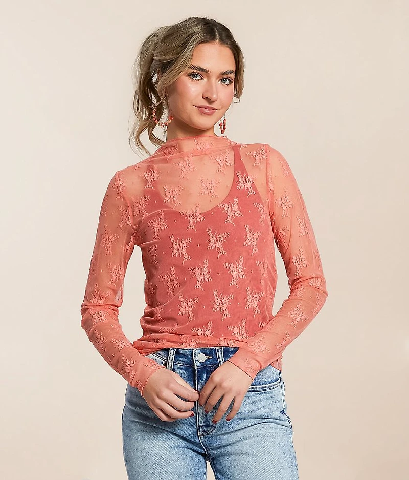 Floral Mesh Top