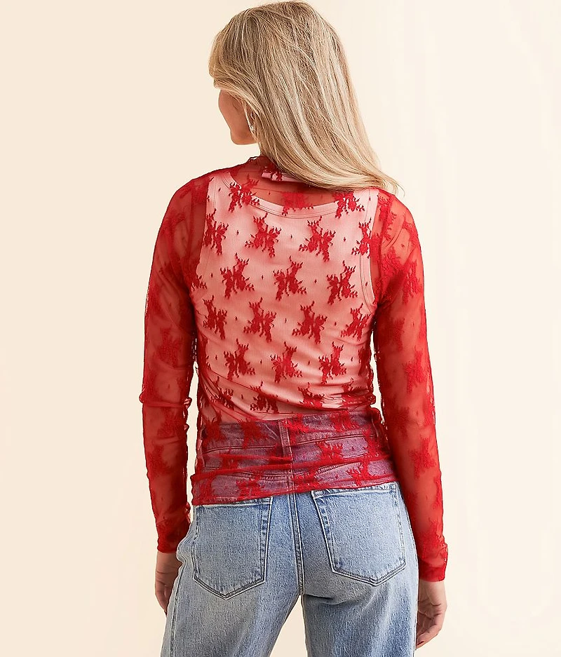Floral Mesh Top