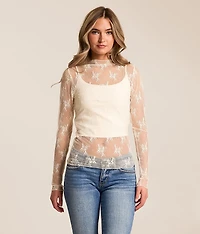 Floral Mesh Top
