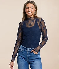 Willow & Root Floral Mesh Top