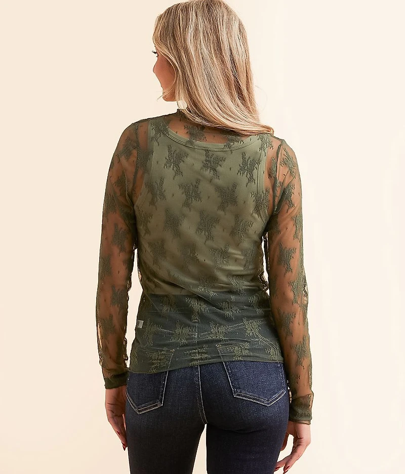 Floral Mesh Top