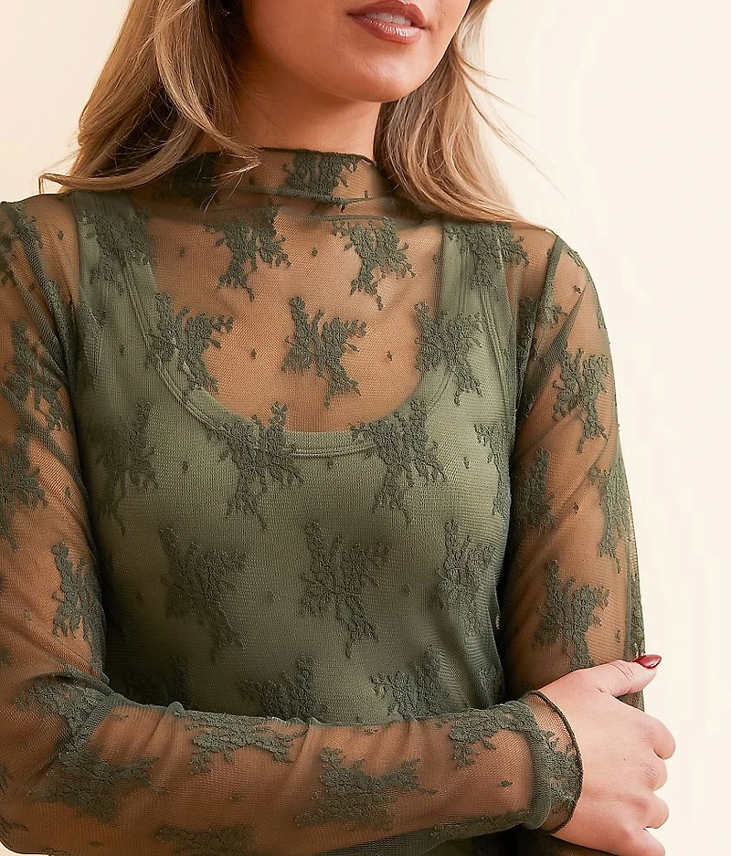 Floral Mesh Top