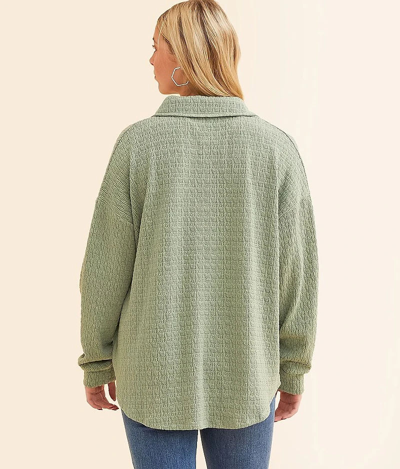 Textured Knit Boyfriend Shirt